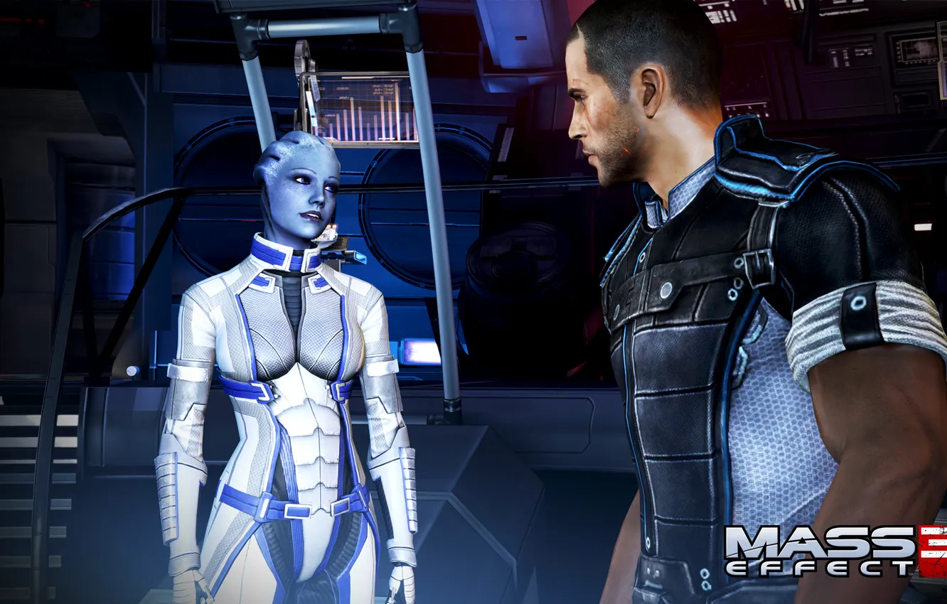 Photo wallpaper Shepard, Liara, mass, effect
