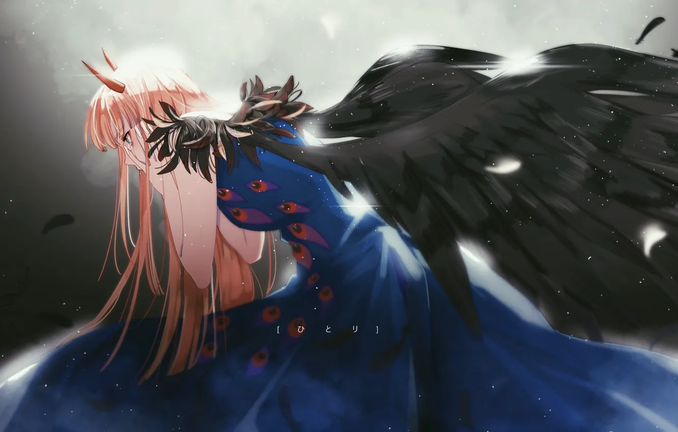 Photo wallpaper girl, wings, horn, Darling In The Frankxx, Cute in France