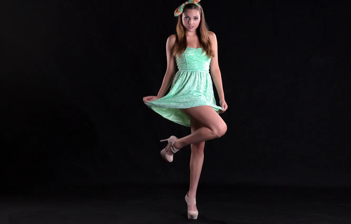 Photo wallpaper girl, background, dress, shoes, legs