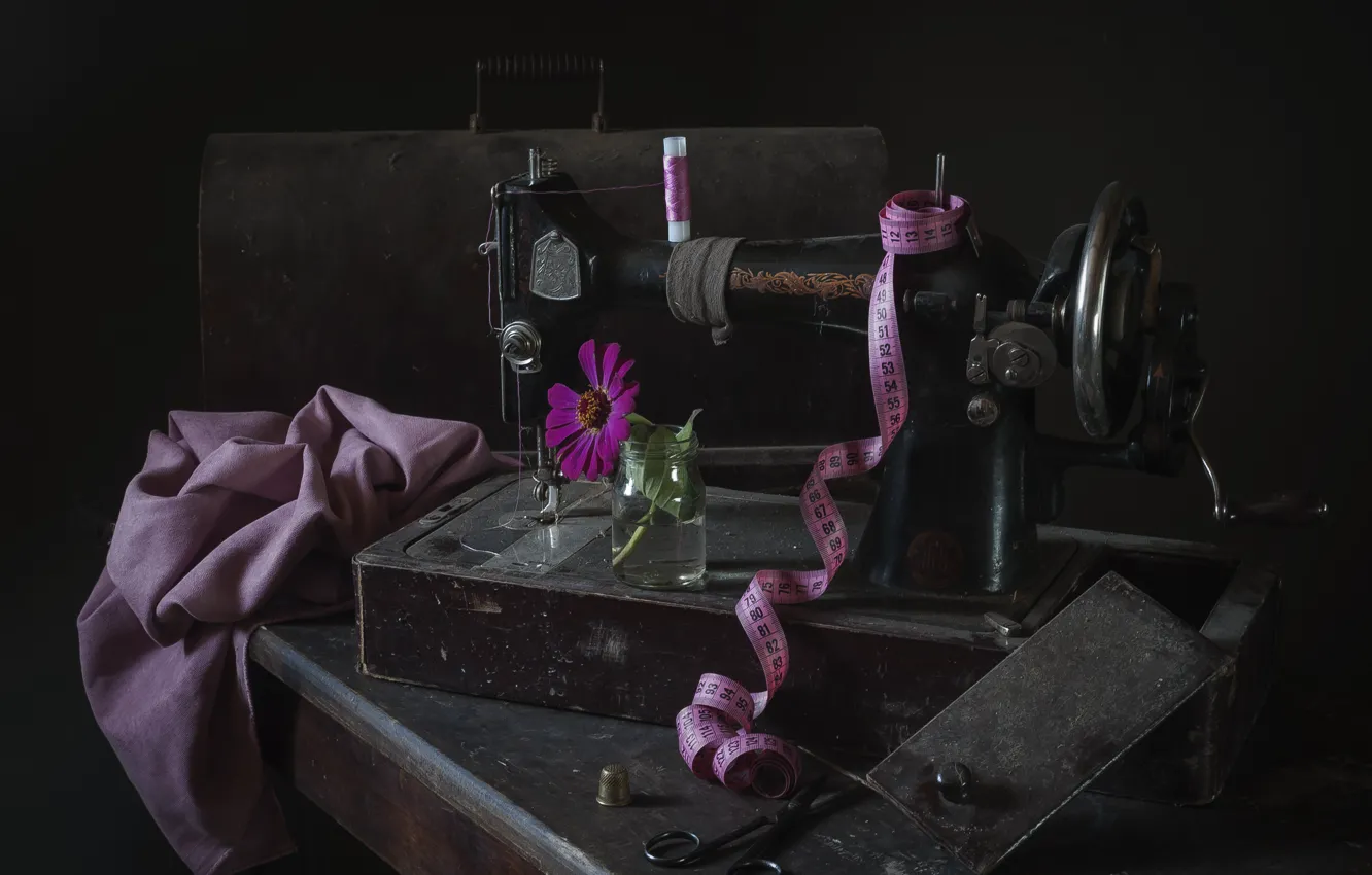 Photo wallpaper flowers, old, style, retro, table, tape, Bank, fabric