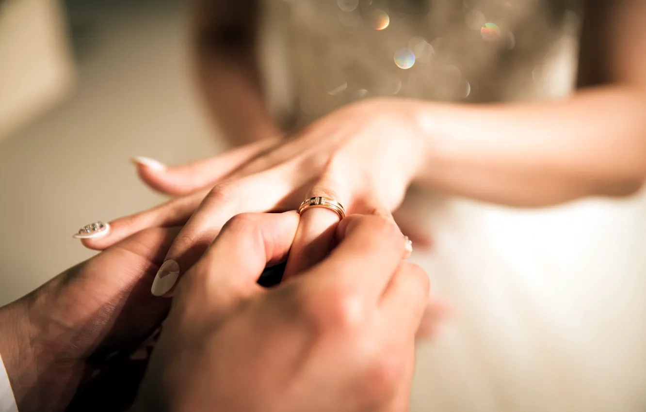 Photo wallpaper hands, two, wedding, manicure, engagement ring