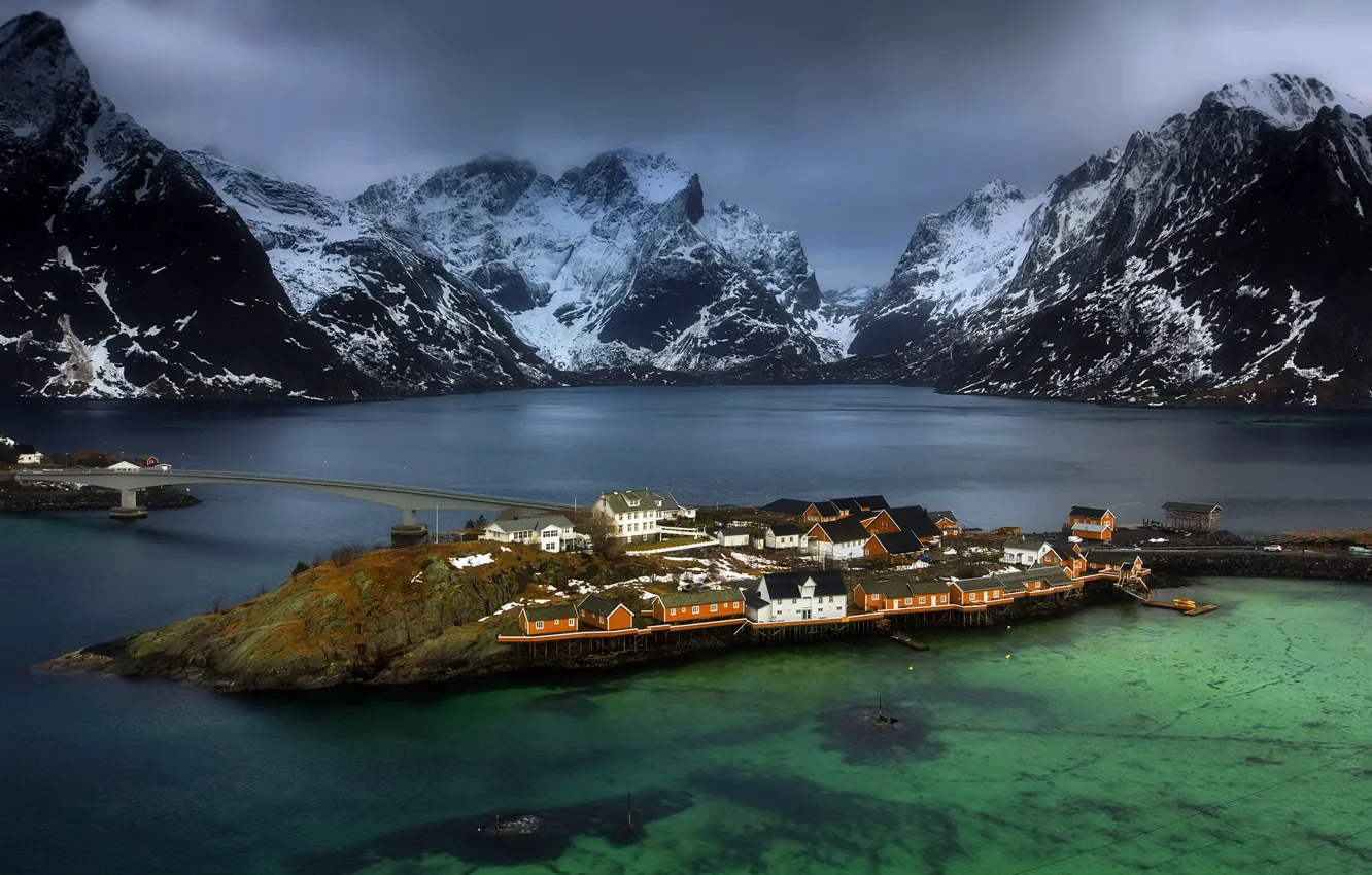 Photo wallpaper Norway, Lofoten, Sakrisoy Island