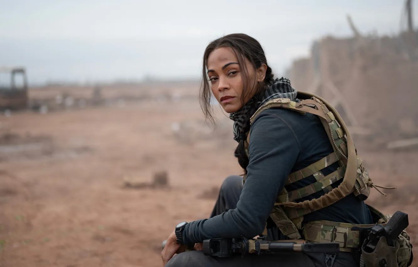 Photo wallpaper look, weapons, figure, the series, Zoe Saldana, ammunition, Zoe Saldana, Special Ops Lioness