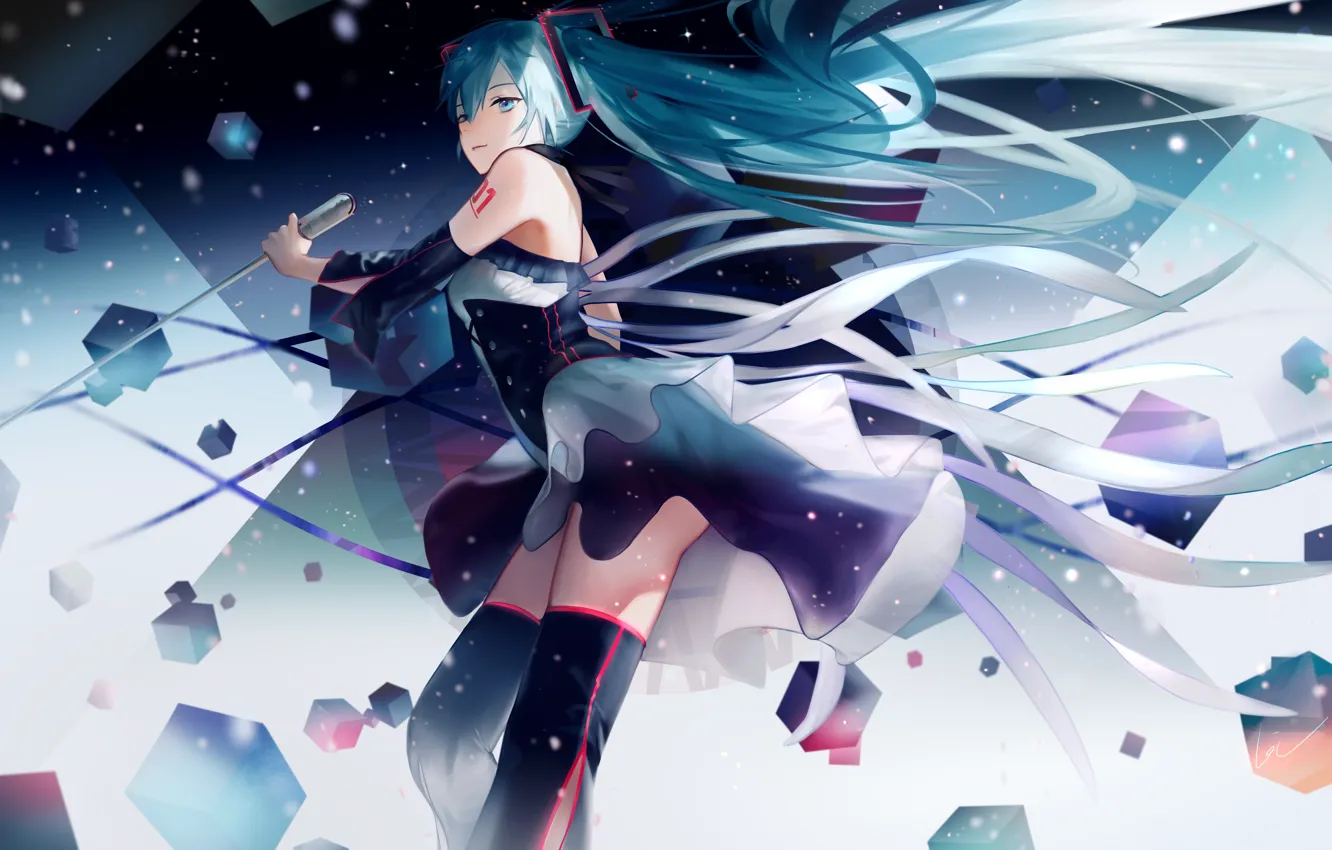 Photo wallpaper girl, vocaloid, hatsune miku, long hair, Vocaloid, Hatsune Miku