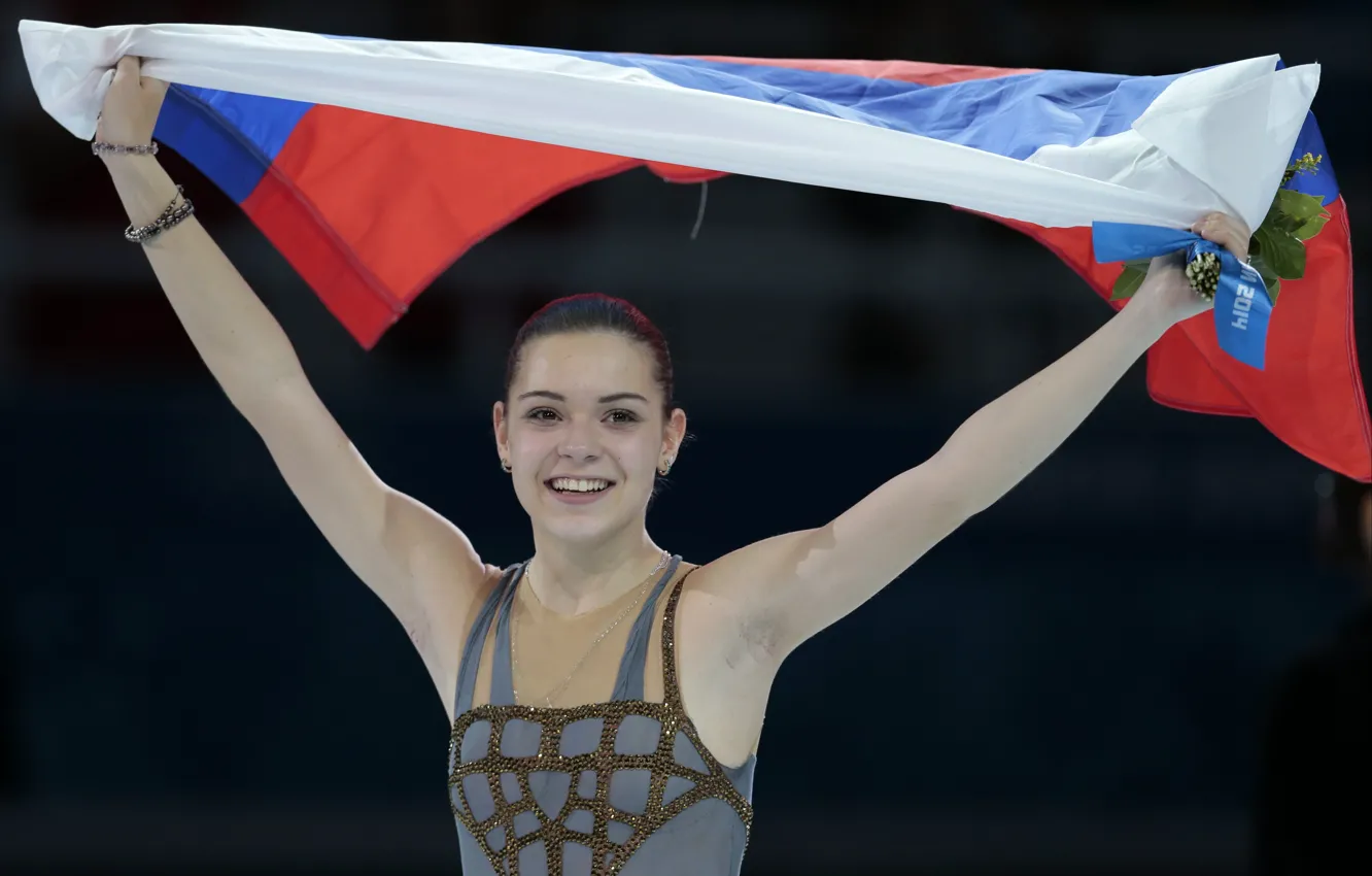 Photo wallpaper joy, gold, flag, figure skating, Russia, RUSSIA, Sochi 2014, The XXII Winter Olympic Games