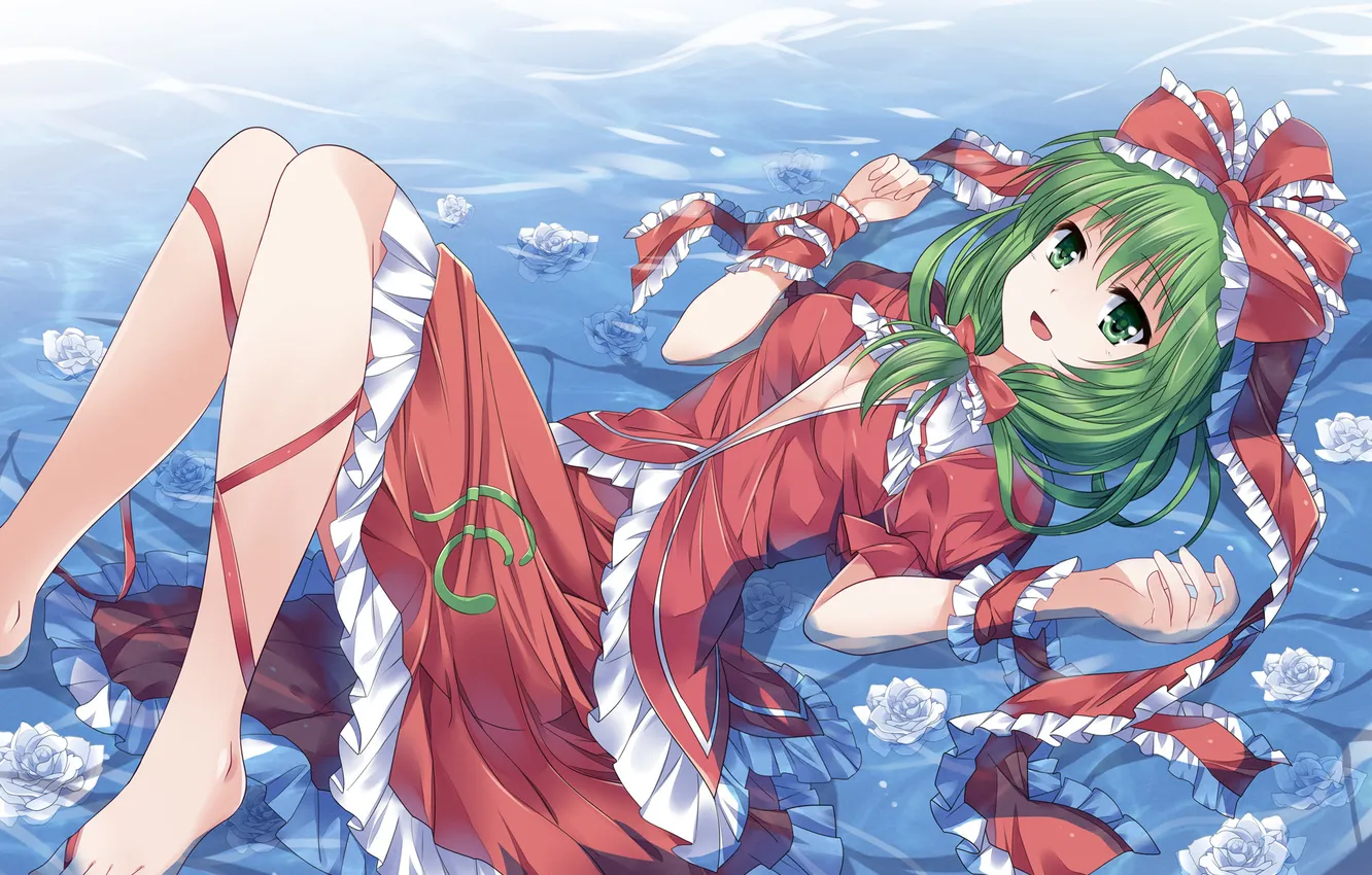 Photo wallpaper water, girl, joy, flowers, touhou, art, Kagiyama Hina, pico