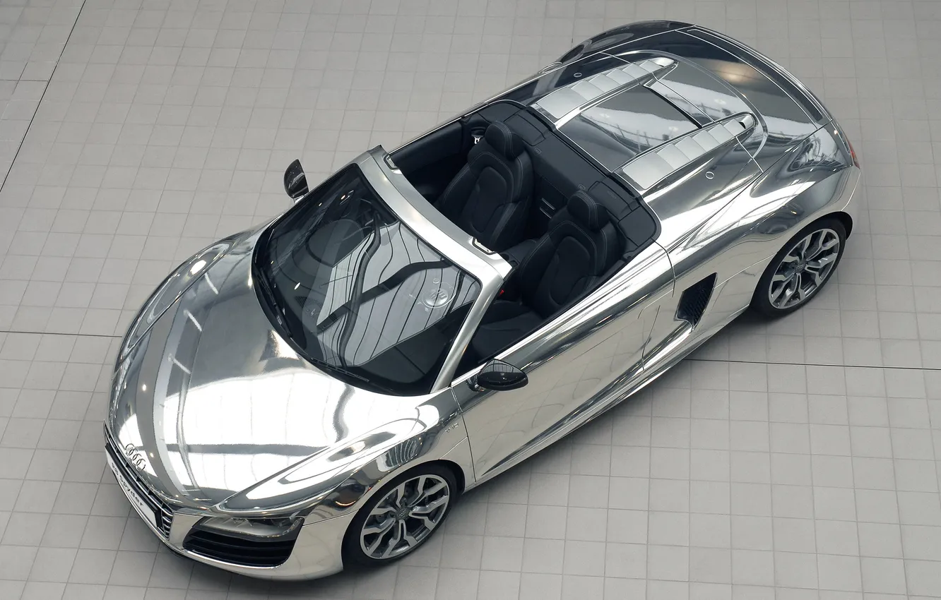 Photo wallpaper car, machine, Audi R8 V10 Spyder Chrome, 3000x2082