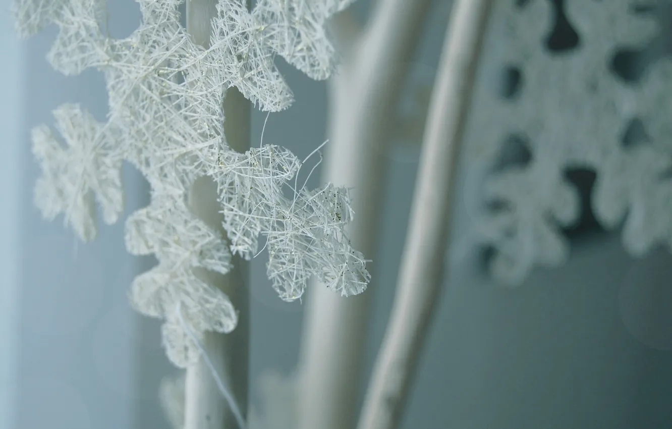 Photo wallpaper macro, snowflake, figure