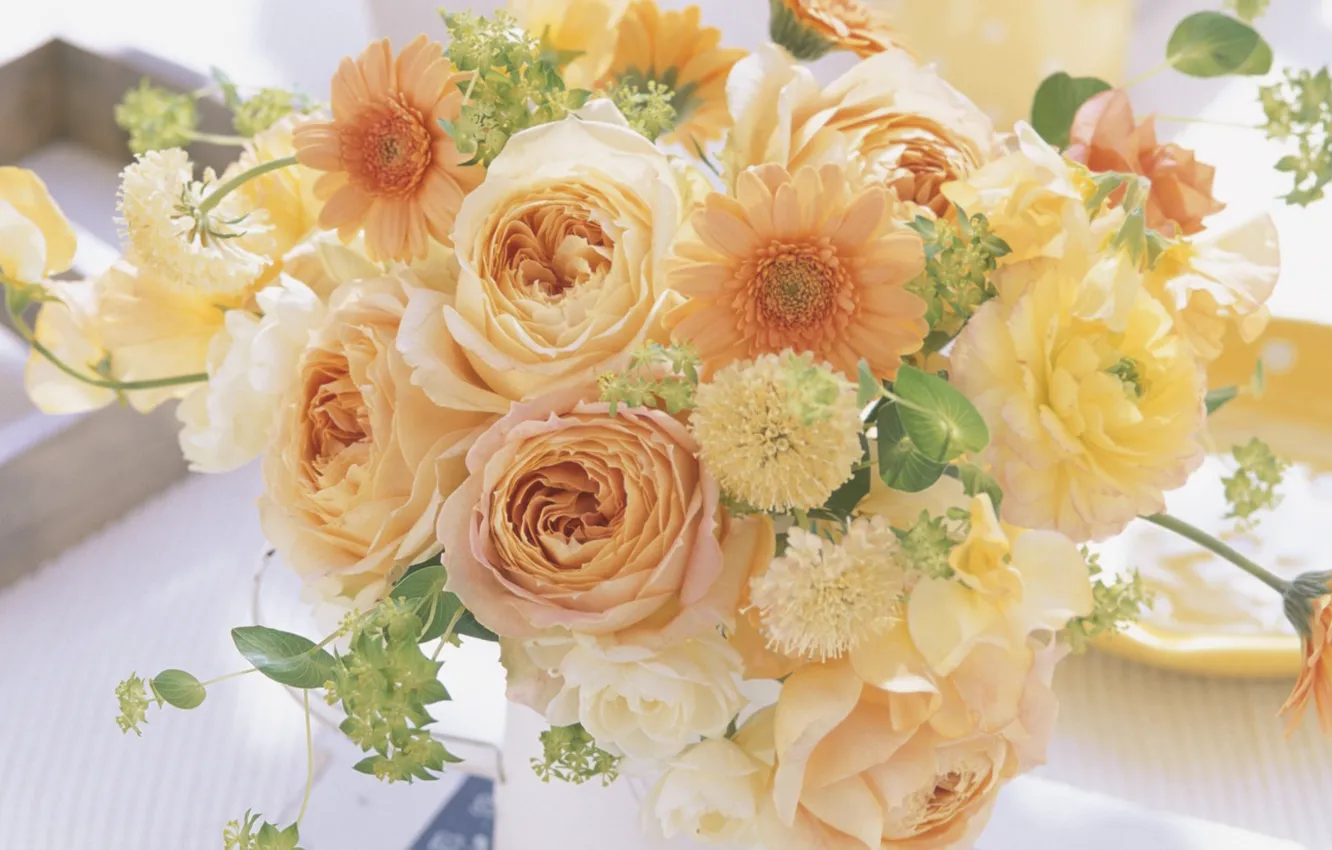 Photo wallpaper bouquet, petals, composition