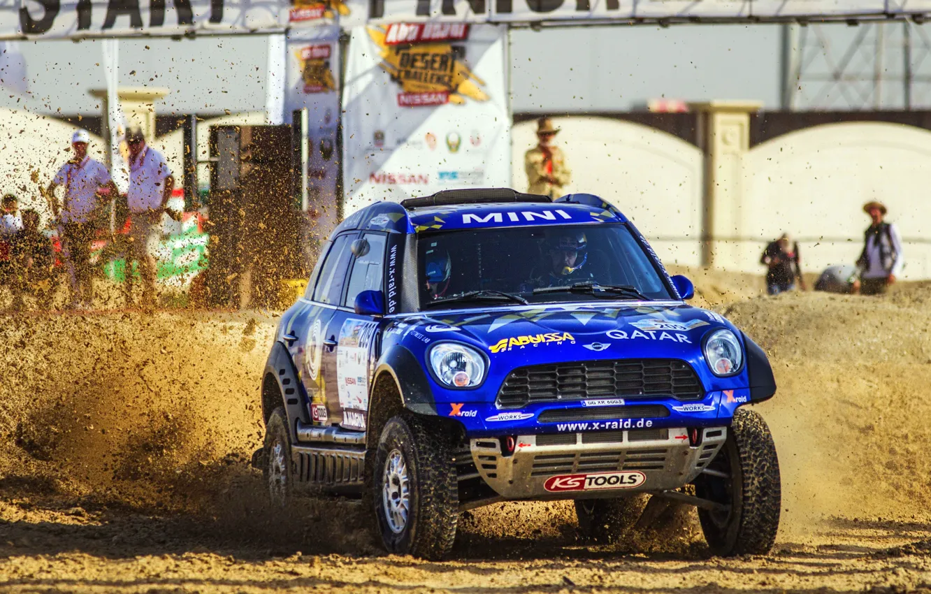 Photo wallpaper Auto, Mini, Blue, Machine, Speed, Race, Dirt, Lights