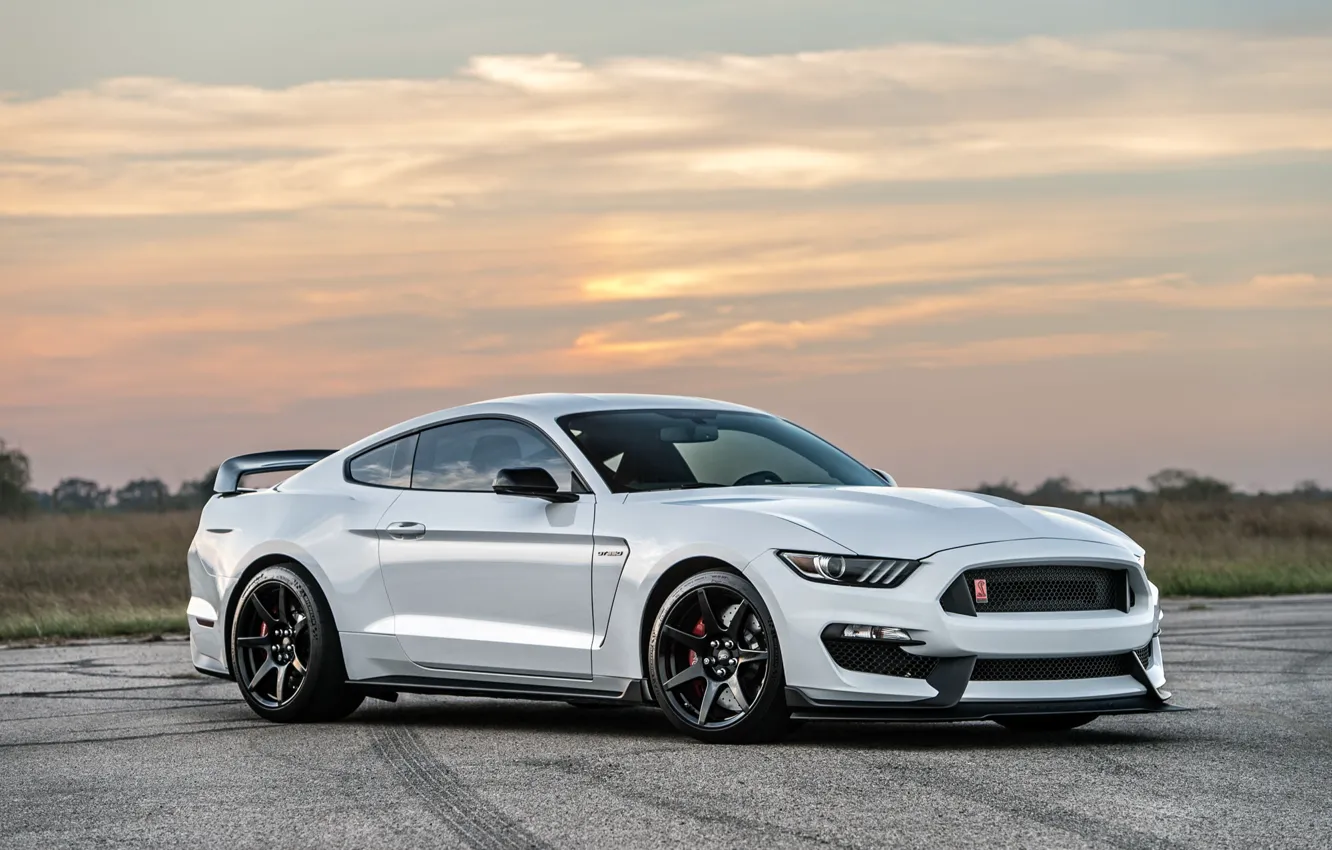 Photo wallpaper car, Shelby, white, Hennessey, GT350R, Hennessey Shelby GT350R
