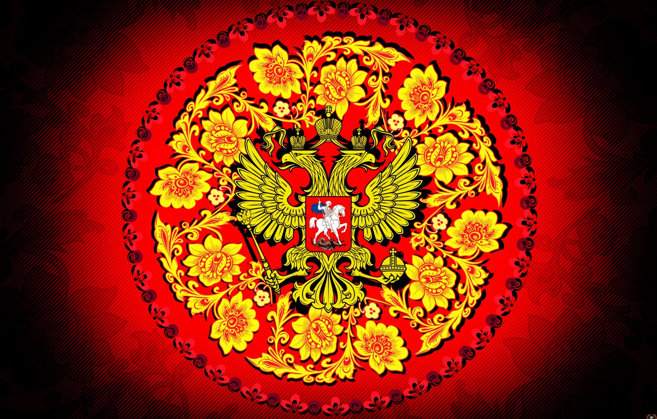Photo wallpaper Background, Coat of arms, Russia, Khokhloma, madeinkipish, Ivan Ivanovich, Coat Of Arms Of Russia
