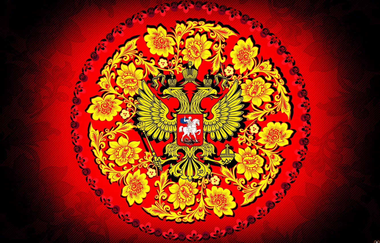 Photo wallpaper background, Russia, coat of arms, Khokhloma, the coat of arms of Russia, madeinkipish, Ivan Ivanovich