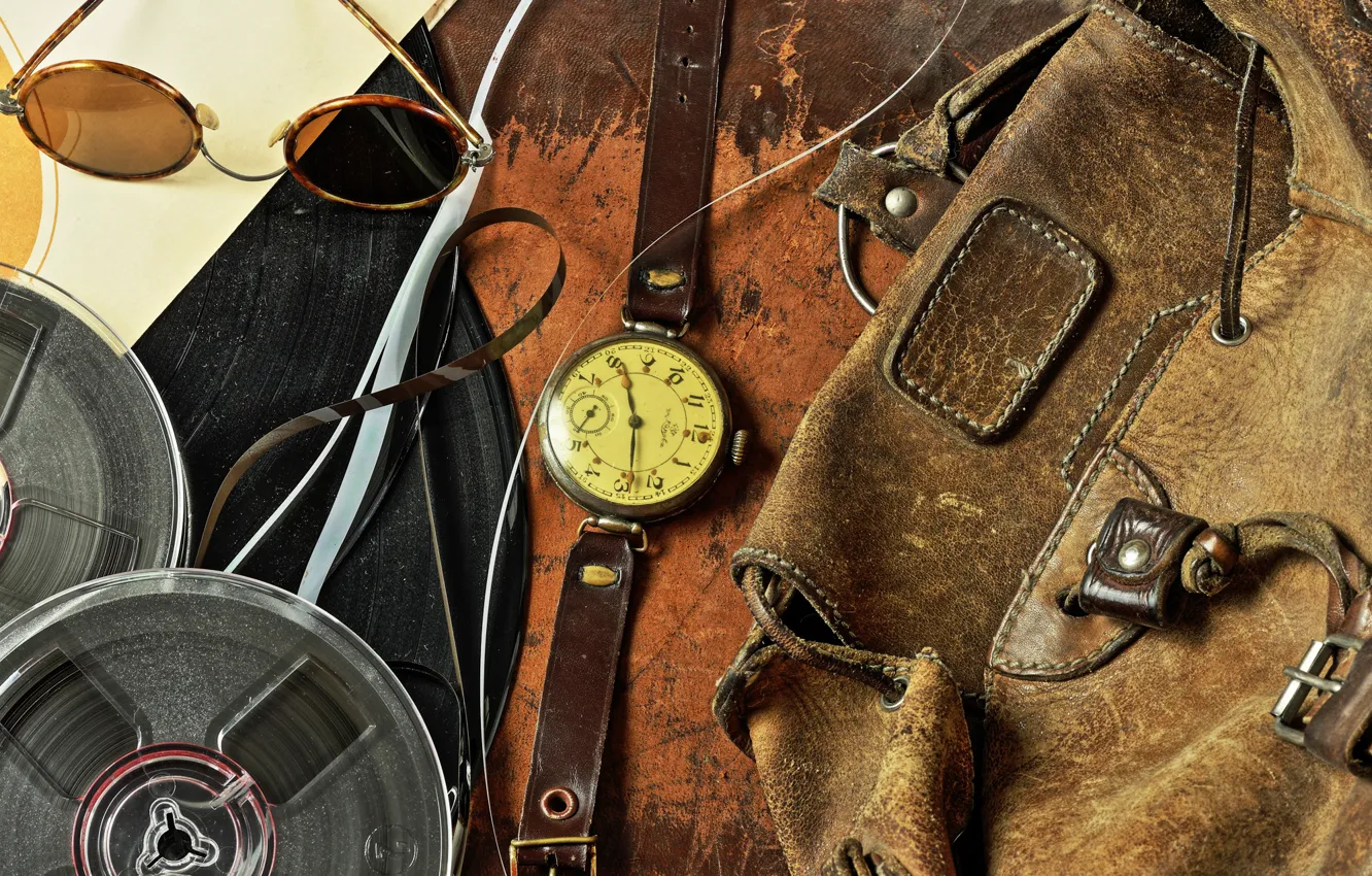 Photo wallpaper memories, watch, leather, Retro, glasses, bag, rarity, vintage