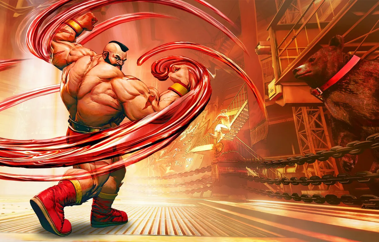 Photo wallpaper cinema, game, fighter, Russia, bear, anime, man, cartoon