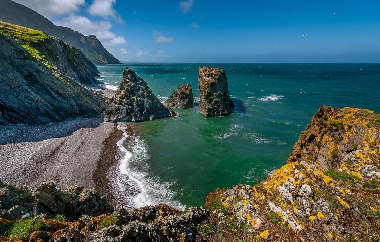 Photo wallpaper sea, rocks, Wales