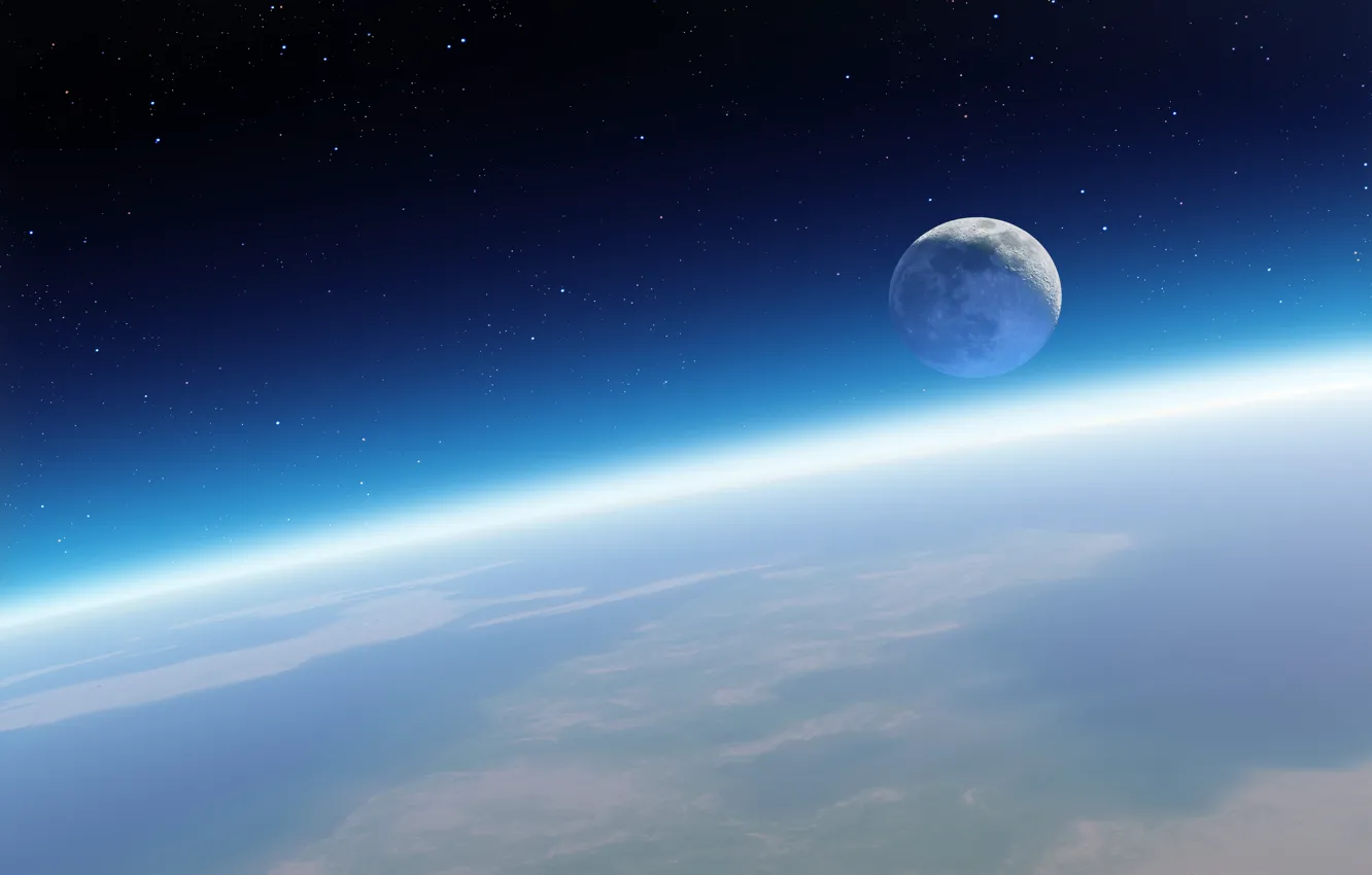 Photo wallpaper earth, the moon, apple, mac, retina