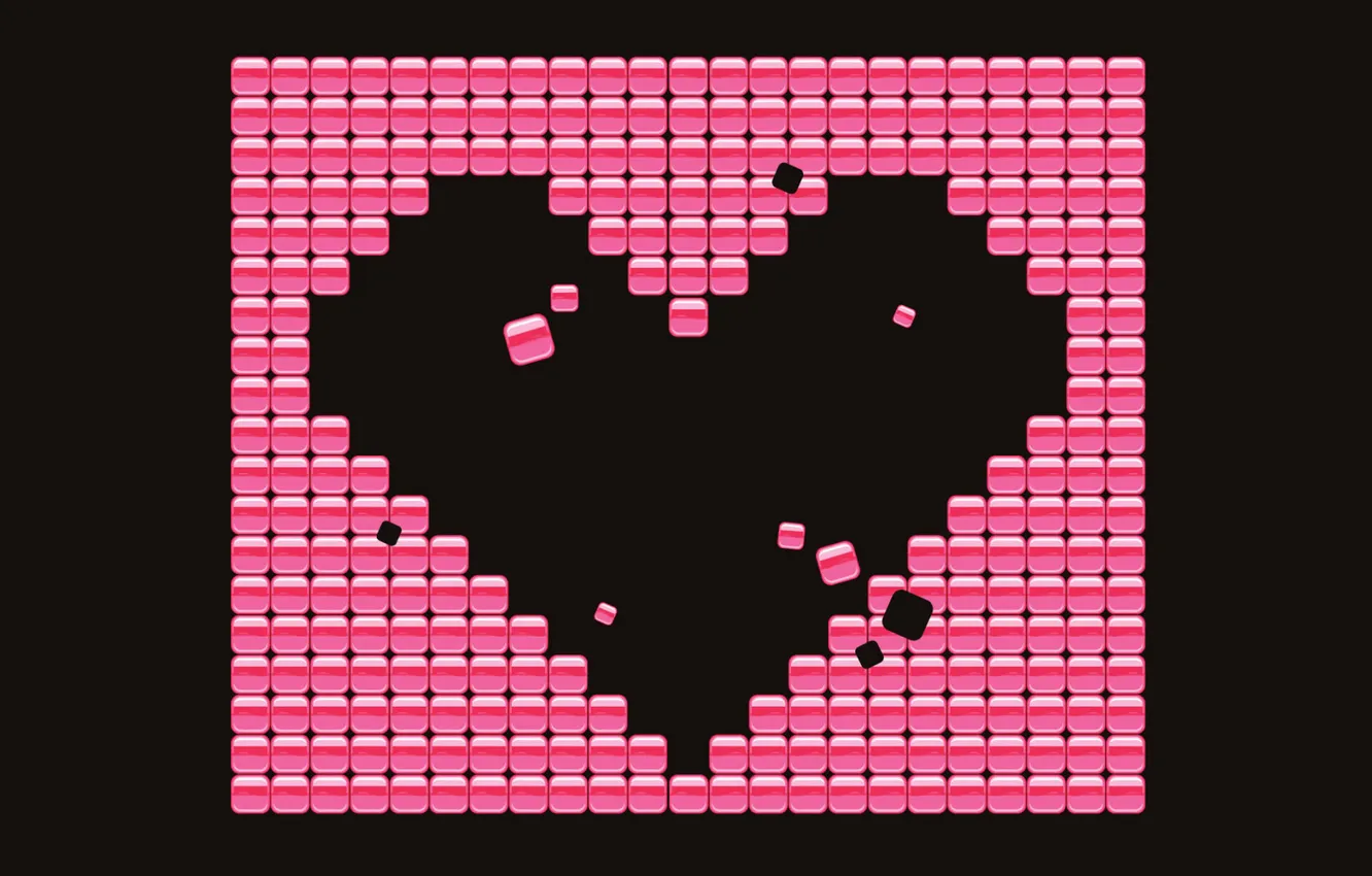Photo wallpaper squares, black, pink, heart