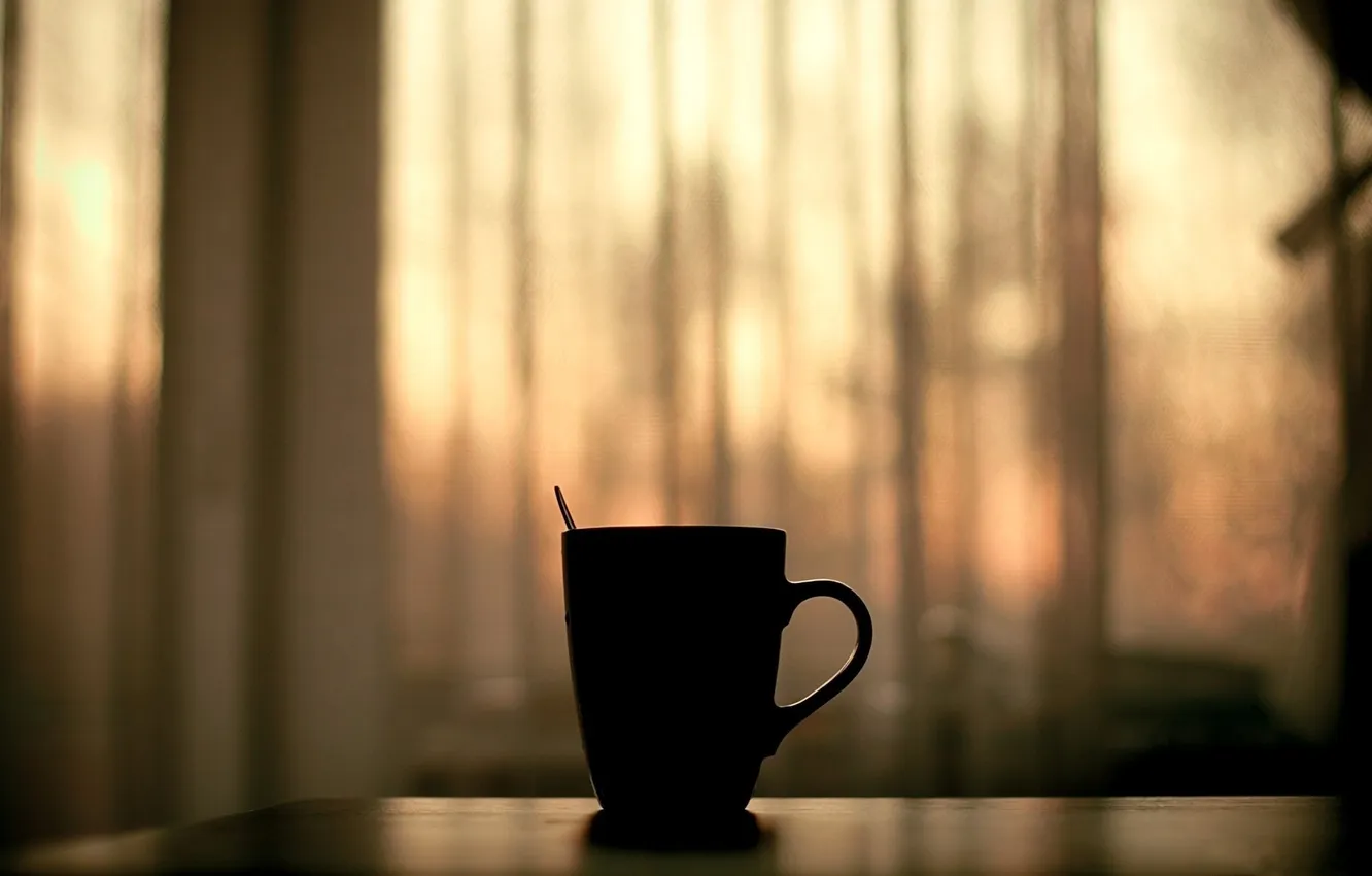 Photo wallpaper table, room, focus, spoon, Cup, the