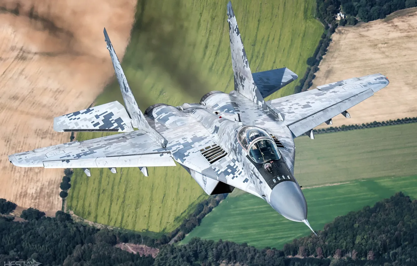 Photo wallpaper Field, Forest, Fighter, Lantern, The MiG-29, Pilot, Cockpit, Of the air force of Slovakia