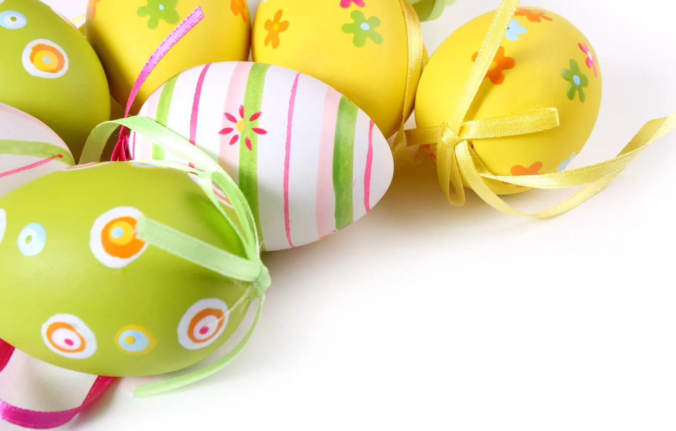 Photo wallpaper holiday, pattern, eggs, Easter, colorful, bow