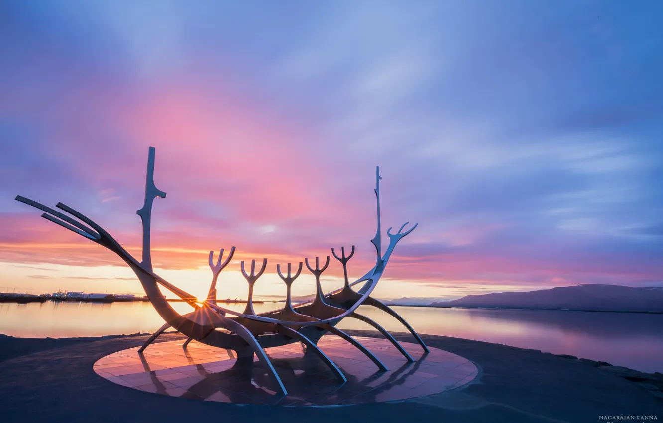 Photo wallpaper sunset, creative, minimalism