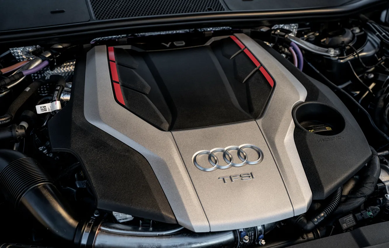 Photo wallpaper Audi, engine, cover, sedan, TFSI, Audi A6, 2020, Audi S6