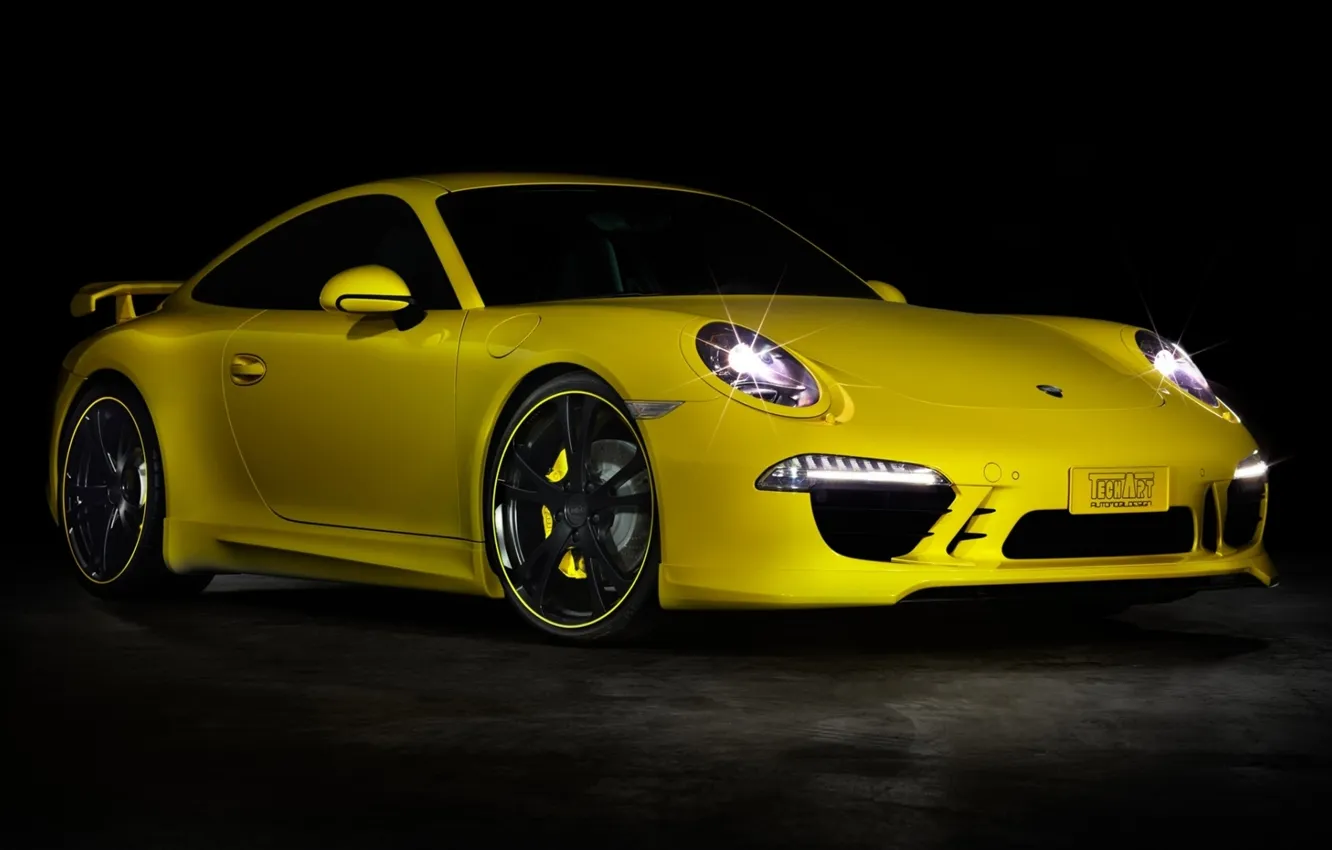 Photo wallpaper yellow, tuning, coupe, 911, Porsche, twilight, Porsche, Coupe
