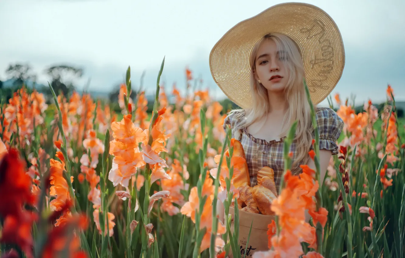 Photo wallpaper summer, girl, flowers