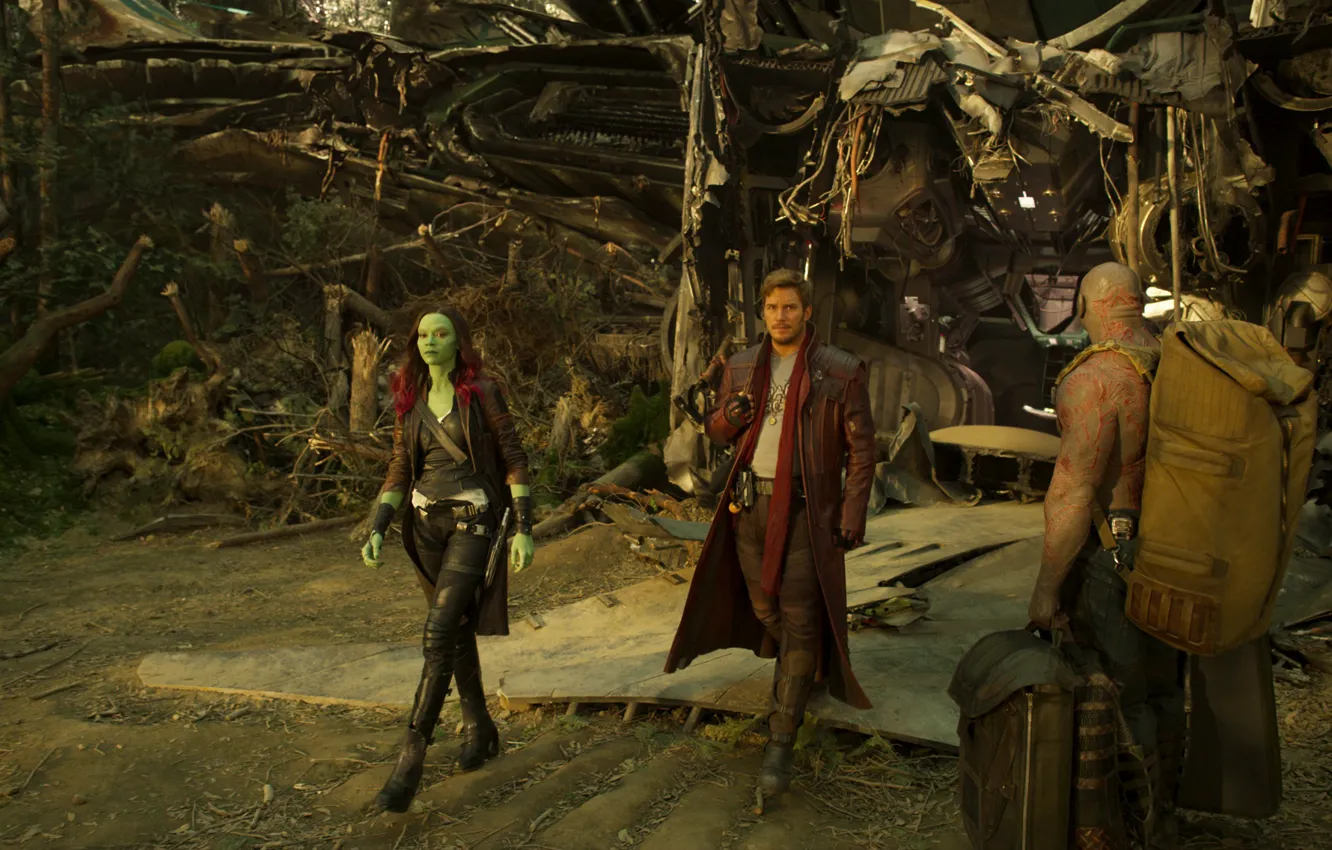 Photo wallpaper The old Lord, Marvel, Dave Batista, Marvel, Star Lord, Zoe Saldana, Chris Pratt, Drax the …