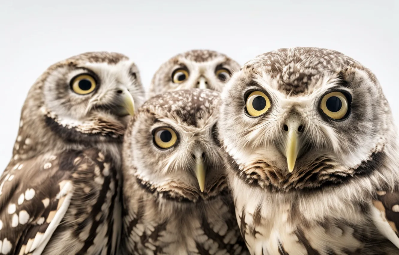 Photo wallpaper look, owl, bird, owl, AI art, neural network