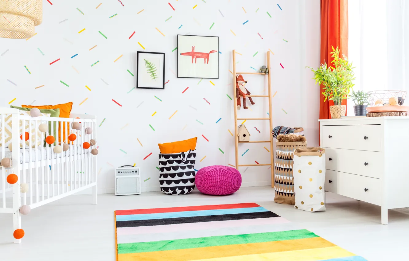 Photo wallpaper toy, furniture, interior, cot, children's room