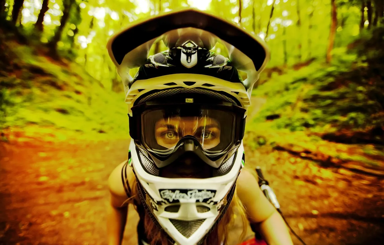 Photo wallpaper girl, dirt, mtb, I love it, trial, leads