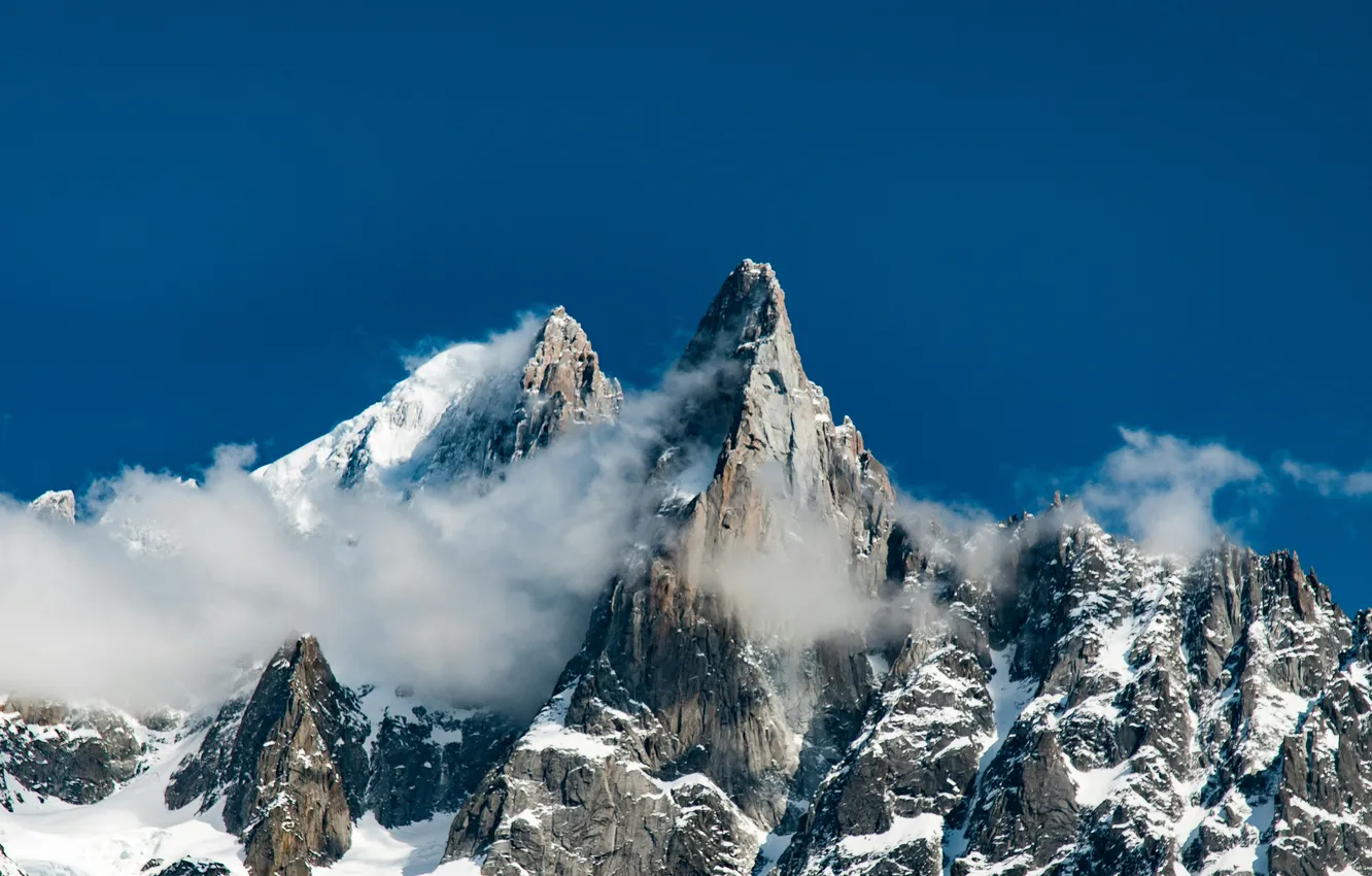 Photo wallpaper snow, landscape, mountains, tops