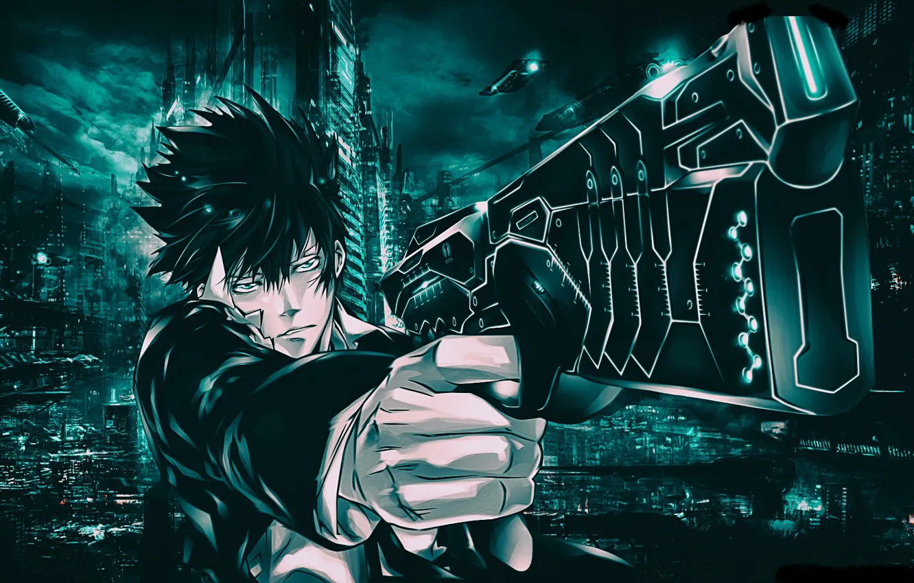 Photo wallpaper gun, guy, psychoport, psycho-pass