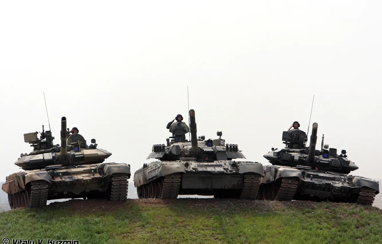 Photo wallpaper Tanks, T-80U, T-90A, T-90S