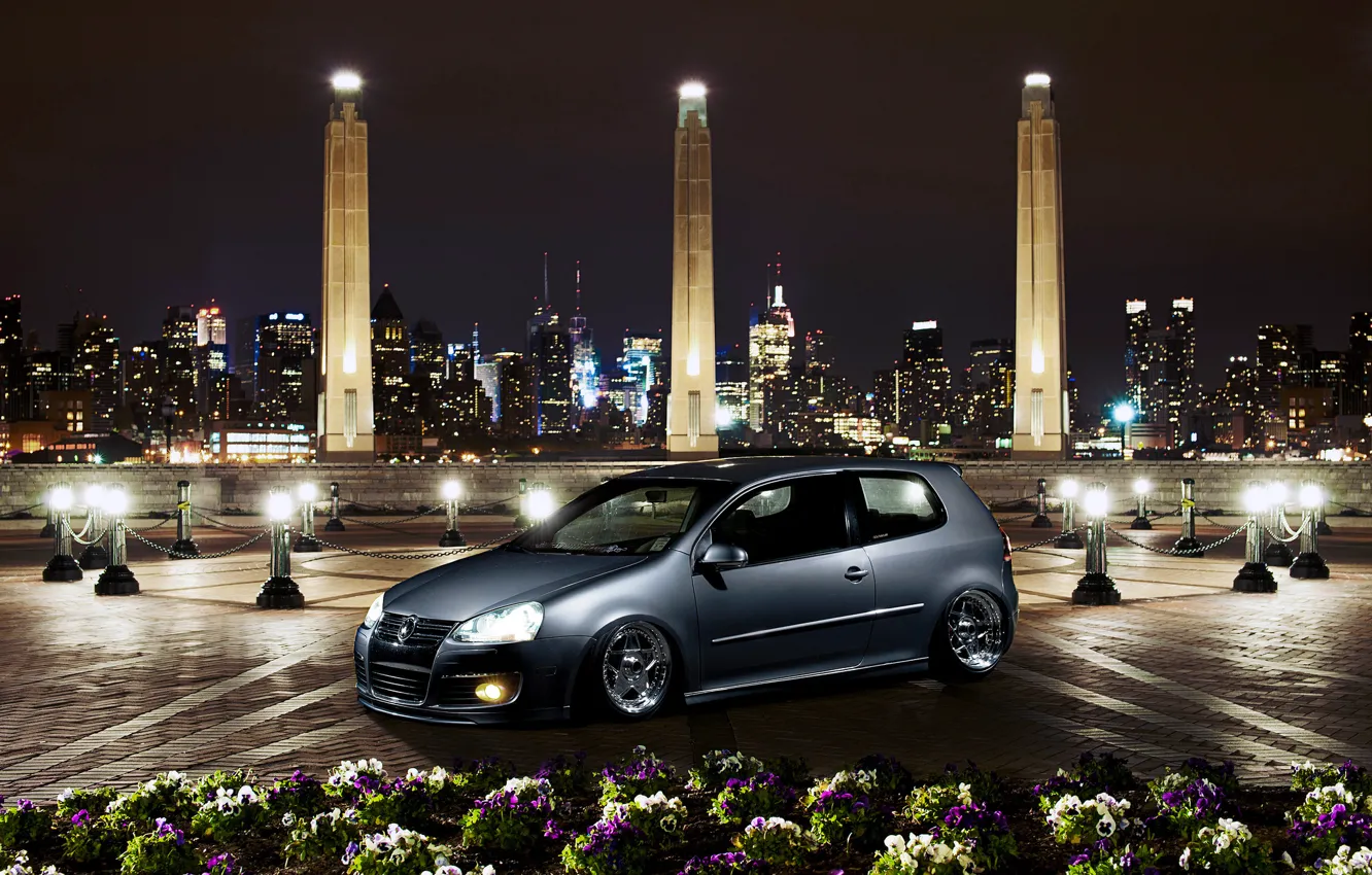 Photo wallpaper night, the city, Golf, golf, Volkswagen, Volksvagen, mk5