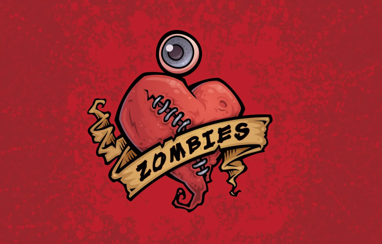 Photo wallpaper eyes, heart, figure, zombies, zombie