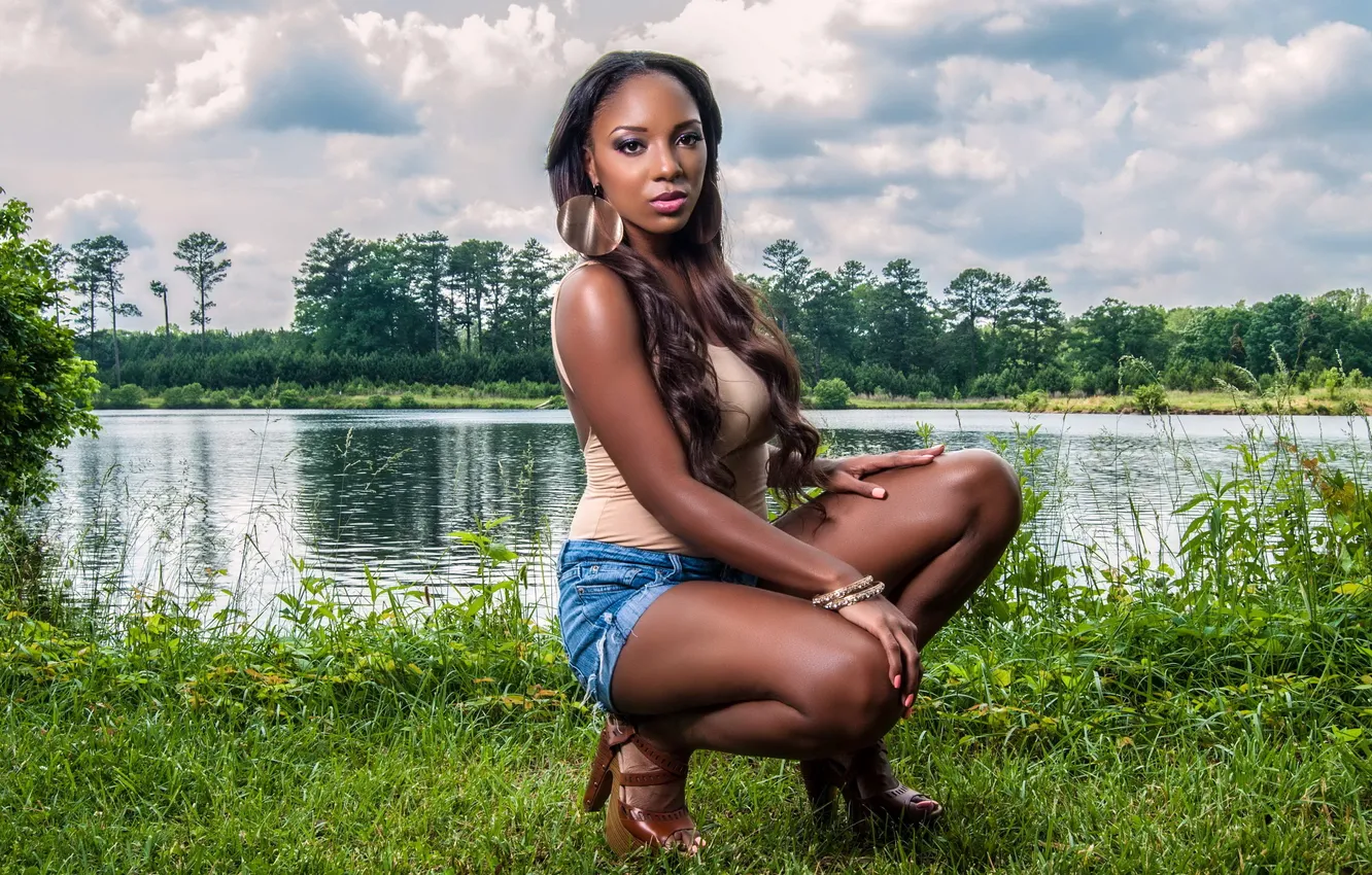 Photo wallpaper girl, background, black woman