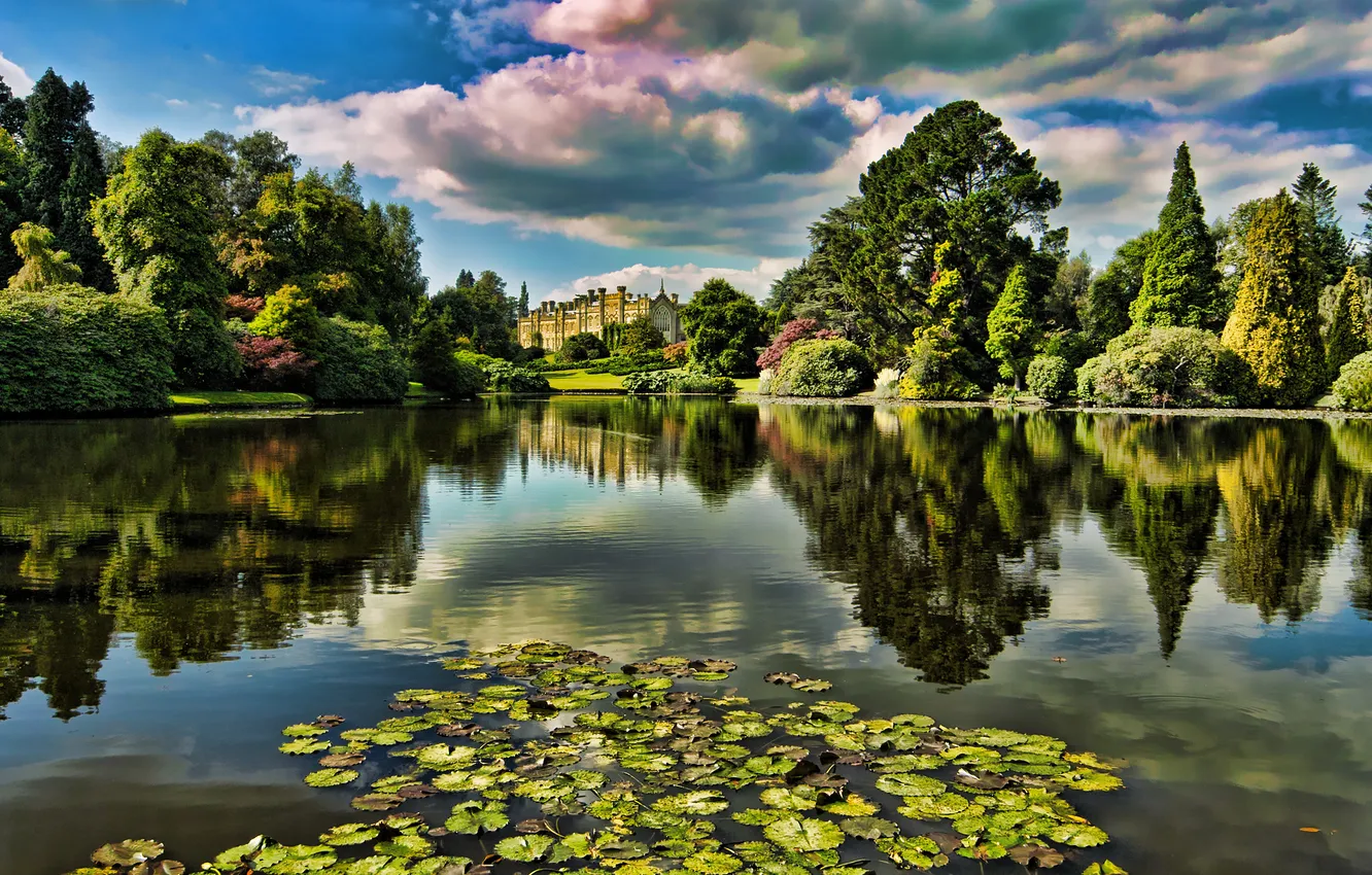Photo wallpaper lake, Park, castle, Palace