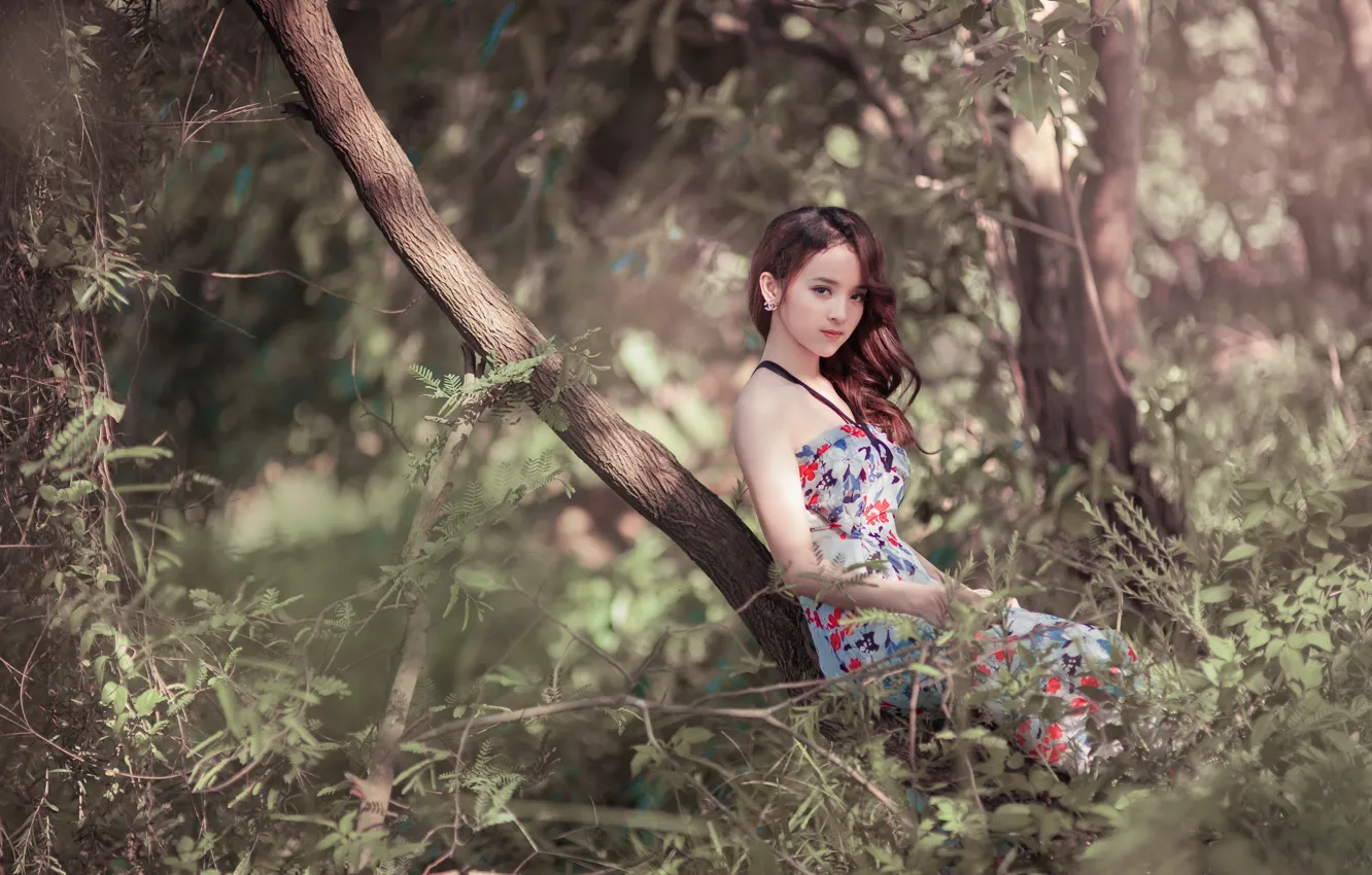 Photo wallpaper girl, nature, mood, Asian