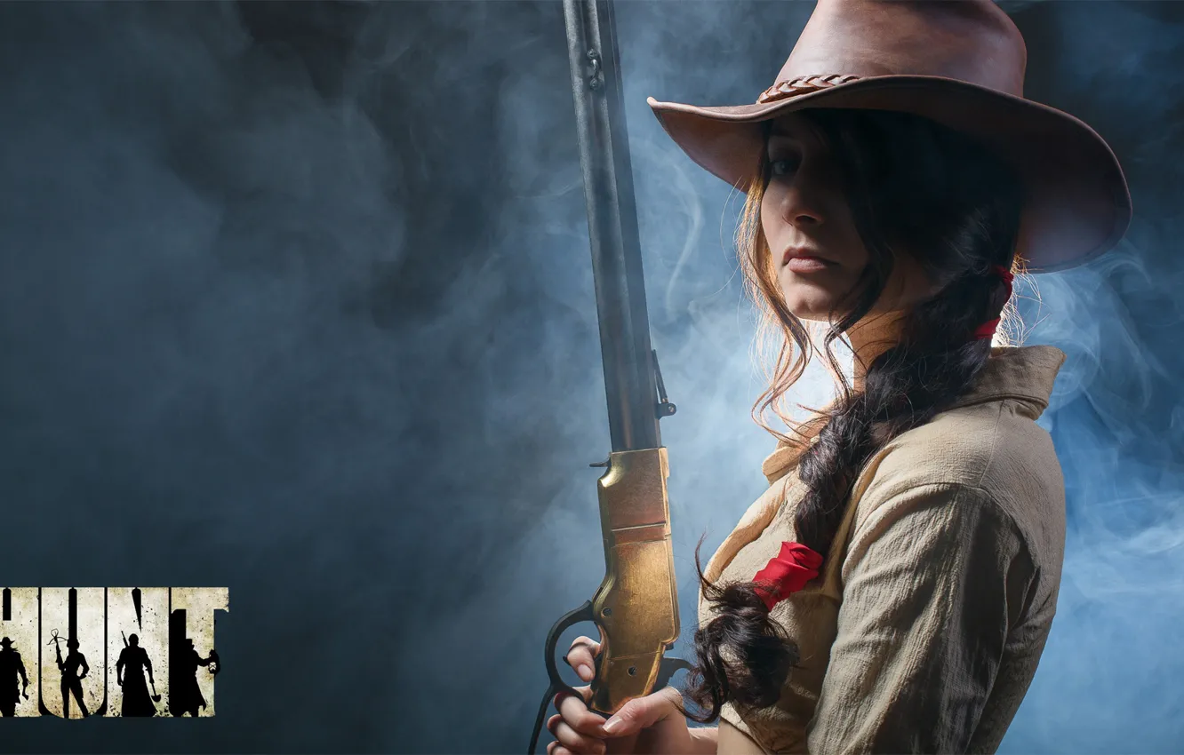 Photo wallpaper Girl, Winchester, rifle, shooter, wild West, Hunt Showdown