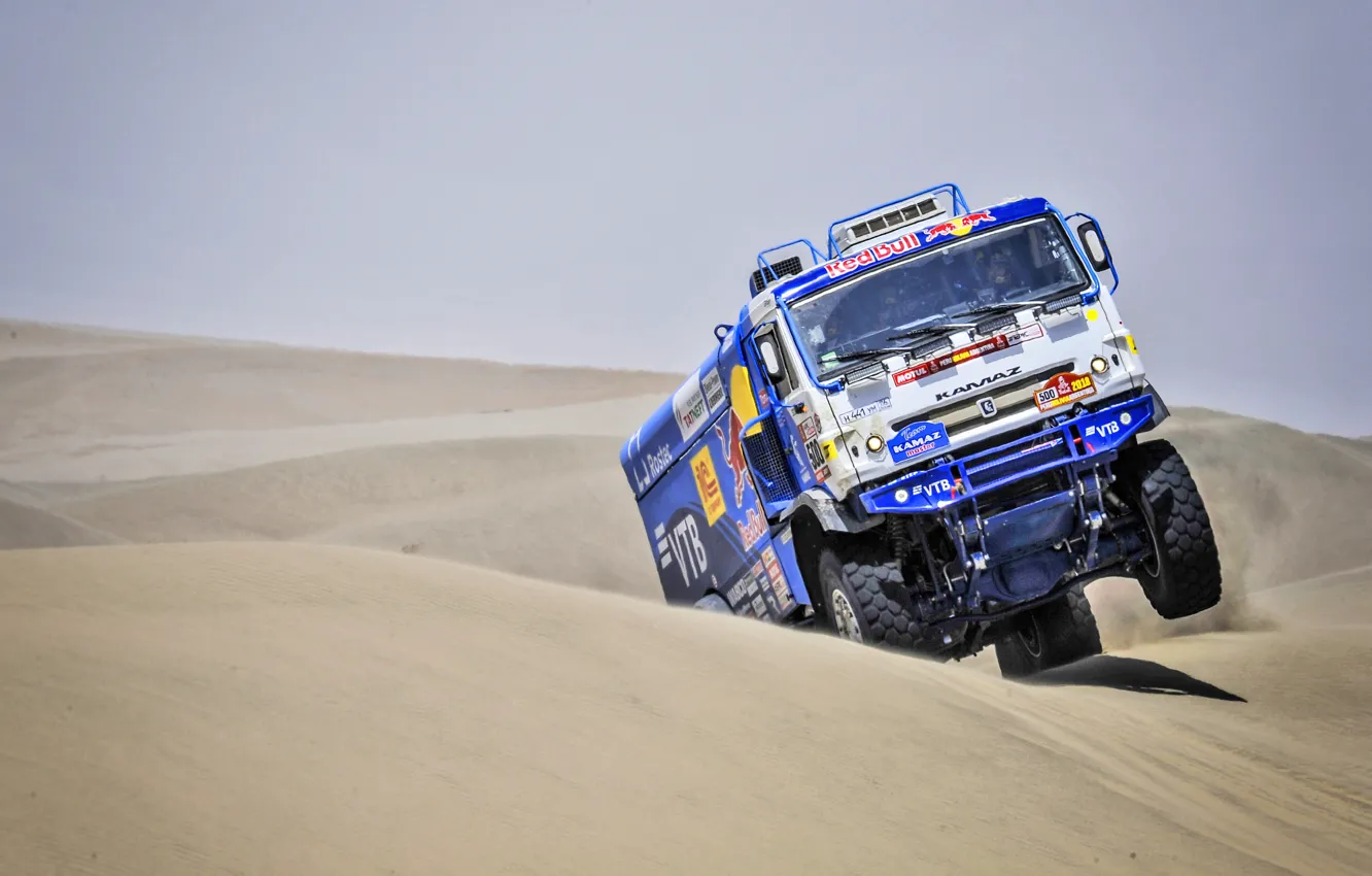 Photo wallpaper Sand, Auto, Truck, Race, Master, Lights, Russia, 500