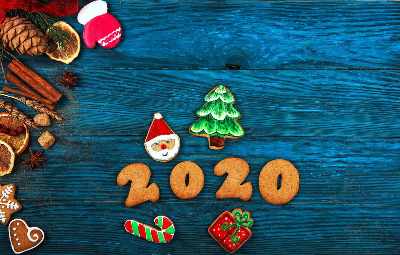 Photo wallpaper new year, cookies, cakes, New Year, 2020
