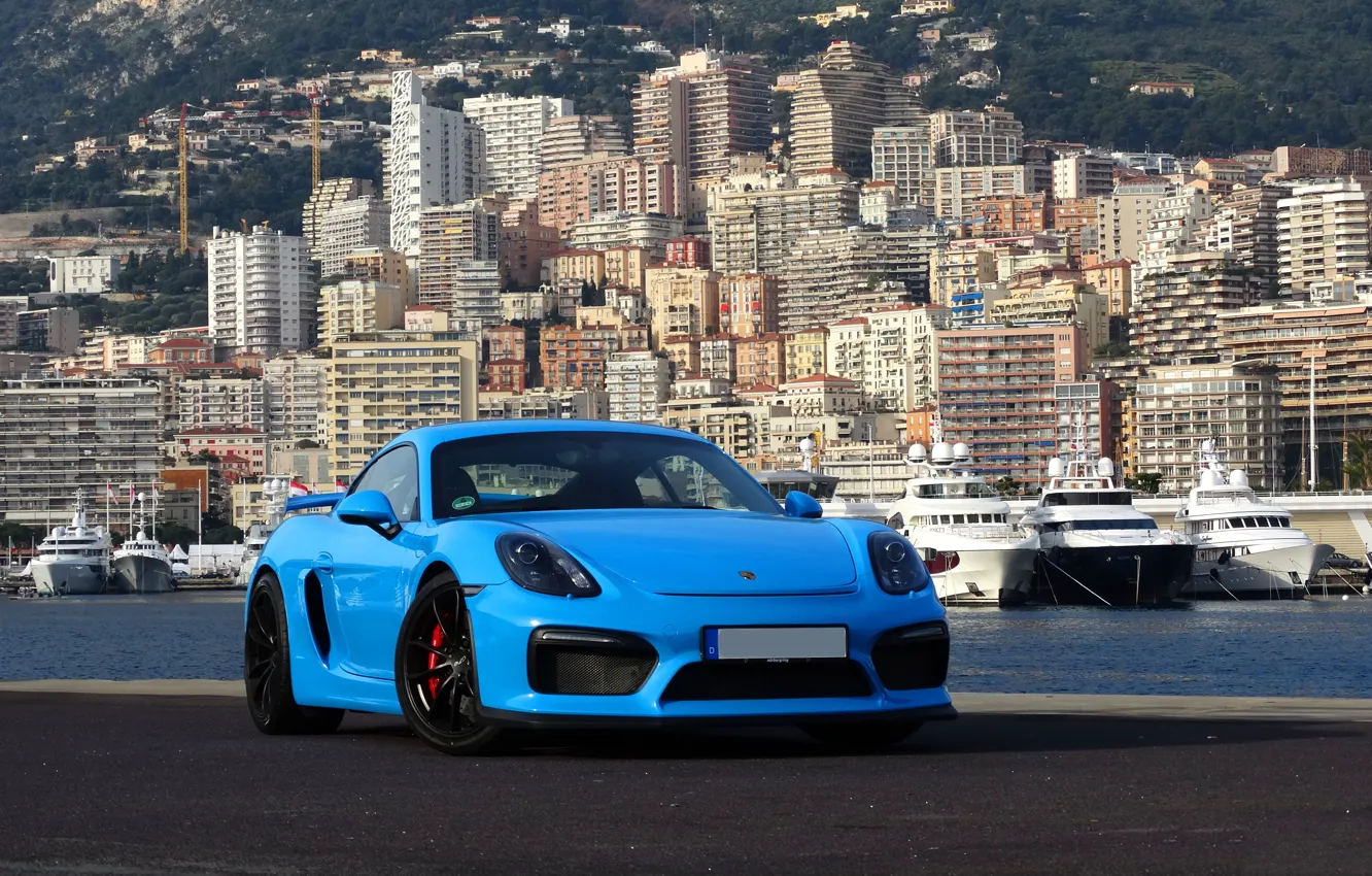 Photo wallpaper Porsche, Cayman, Blue, GT4