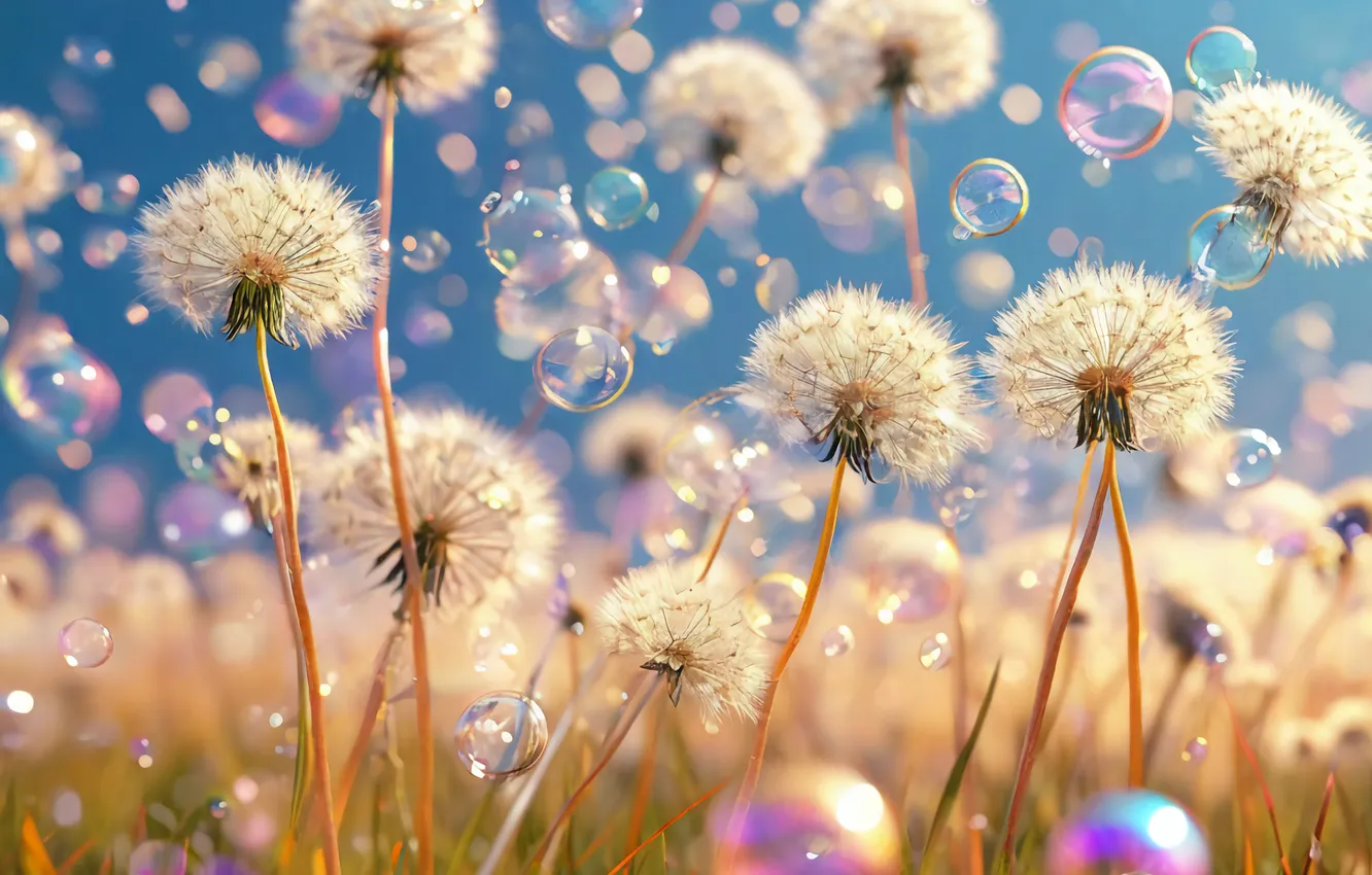 Photo wallpaper summer, nature, dandelion