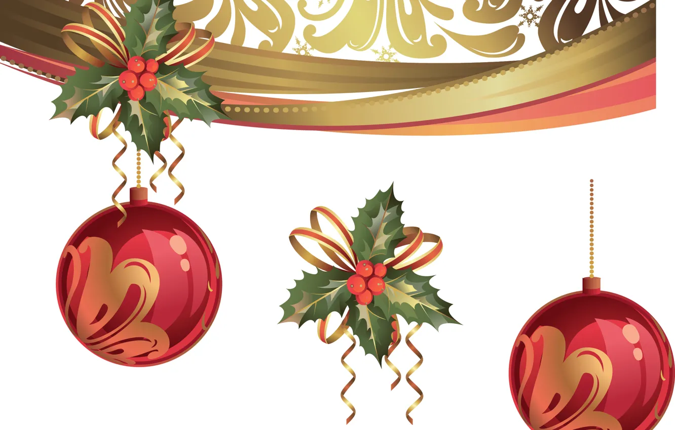 Photo wallpaper decoration, holiday, collage, balls, vector, postcard