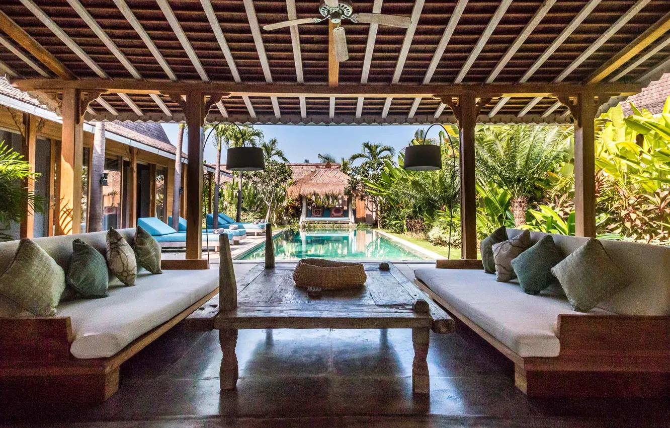 Photo wallpaper Villa, interior, pool, Bali, resort, terrace, Area, villa Mannao Estate in Bali