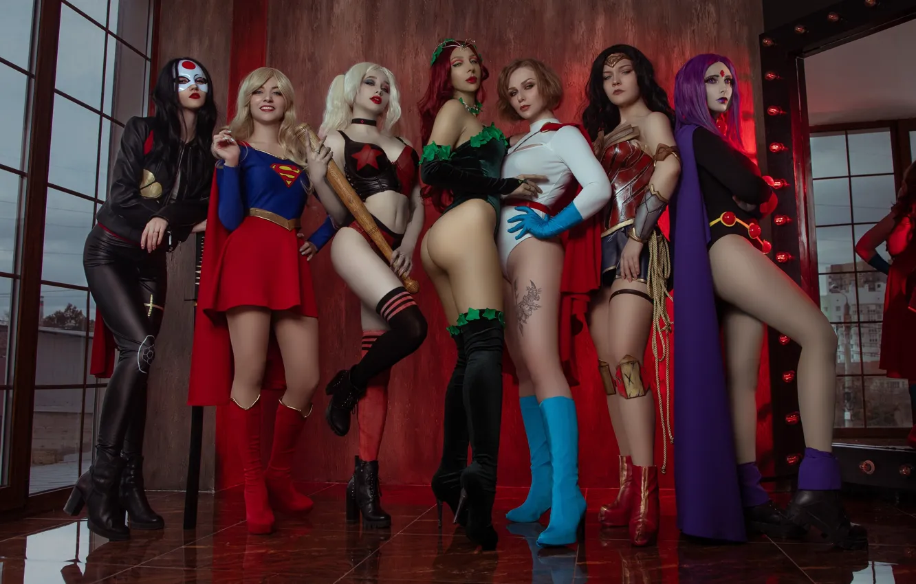 Photo wallpaper ass, Wonder Woman, tattoo, women, redhead, cosplay, blonde, belly