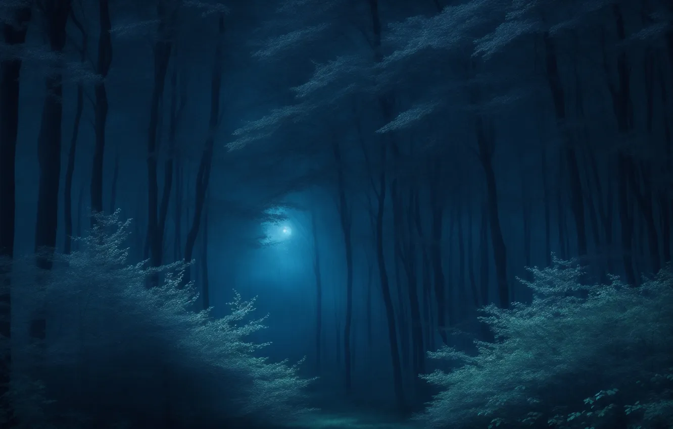 Photo wallpaper forest, night, darkness, background, Wallpaper, the moon, wallpaper, moon
